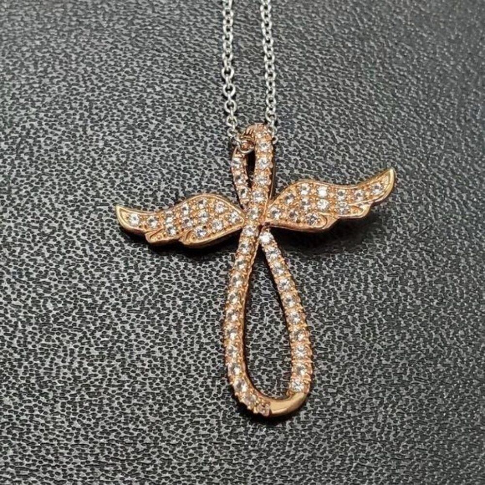 *Sale* Lorenzo 14K rose & white GP sapphire necklace 19"